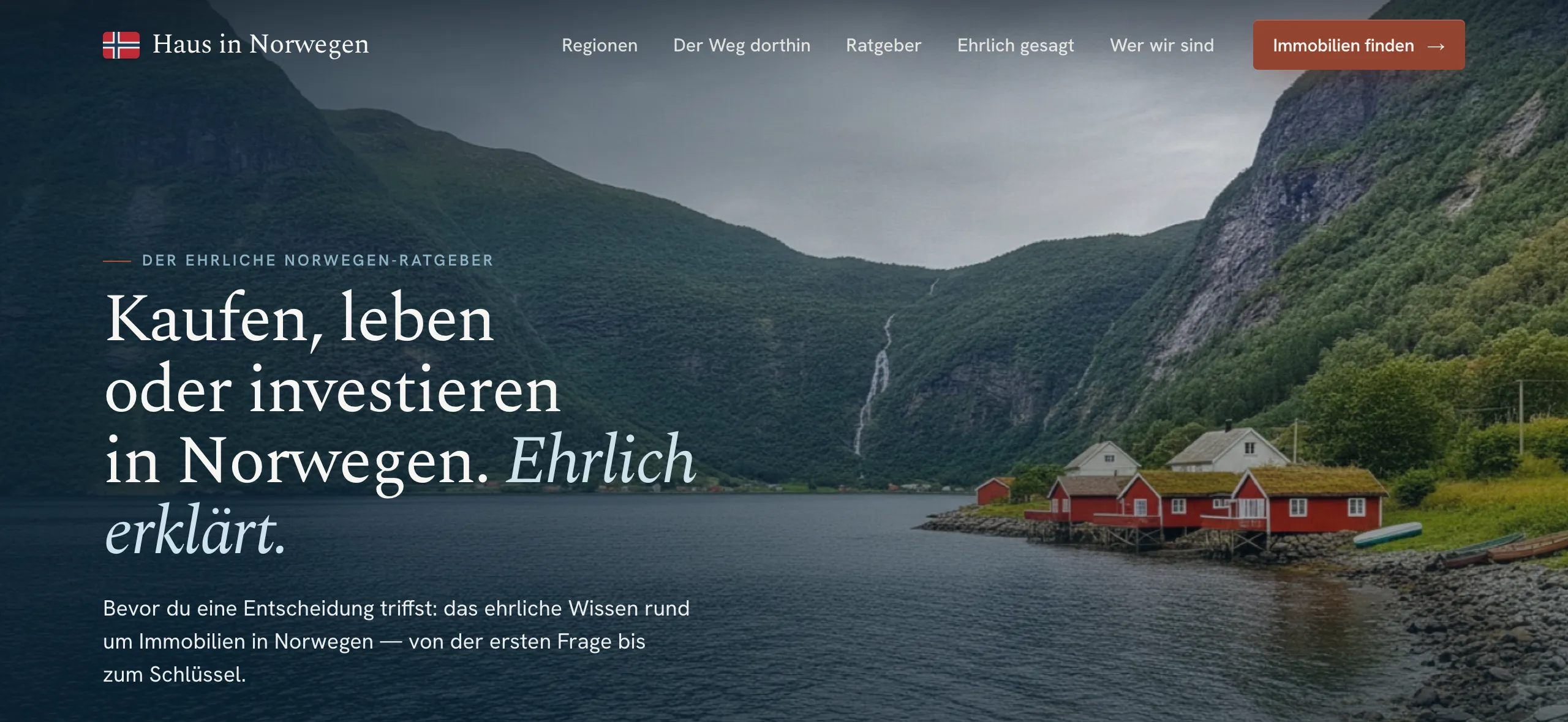 Skjermbilde av haus-in-norwegen-kaufen.de – tysk fagblogg om å kjøpe eiendom i Norge